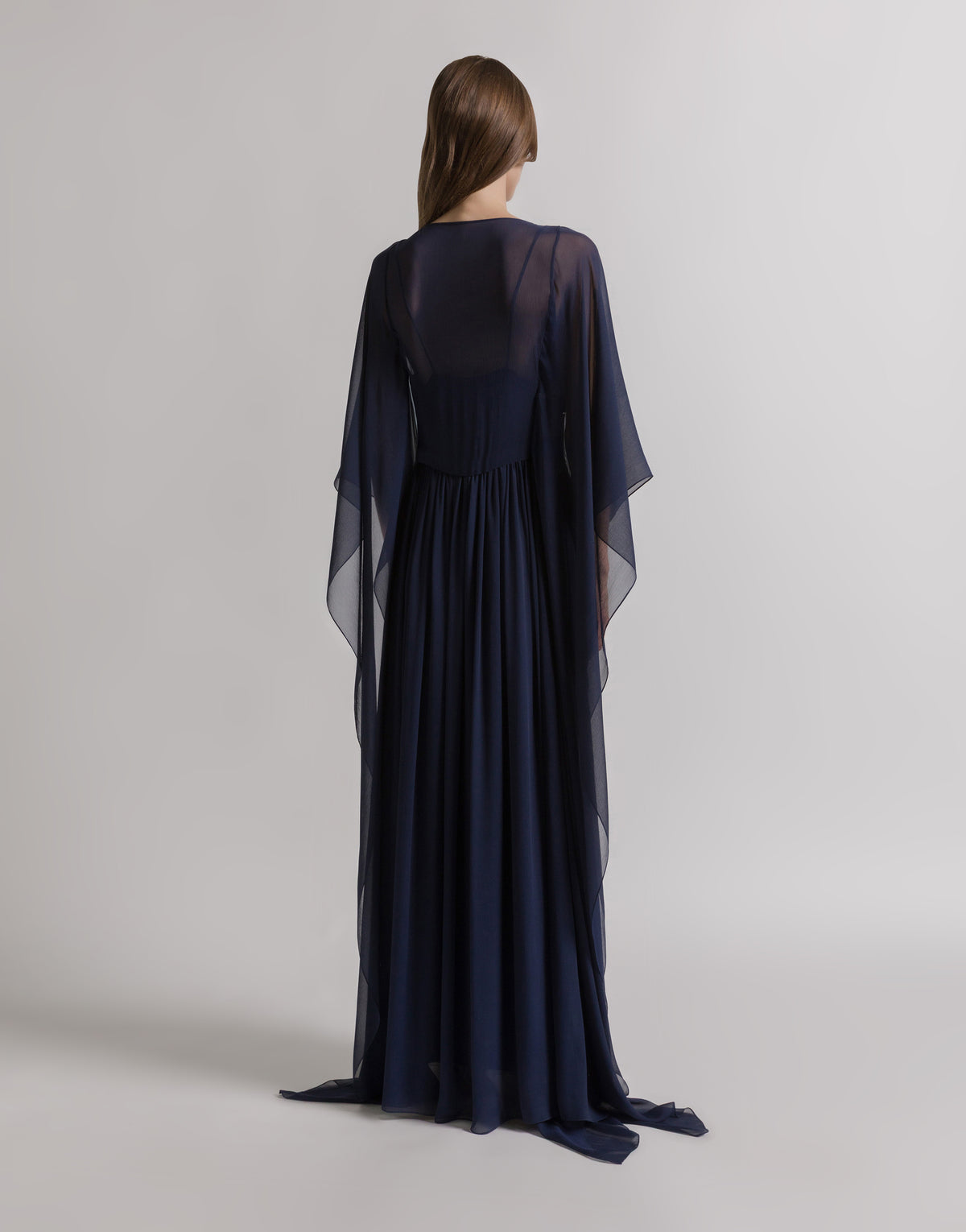 Robe du soir en crêponne de soie - Blue