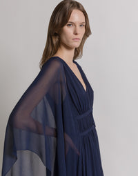 Robe du soir en crêponne de soie - Blue