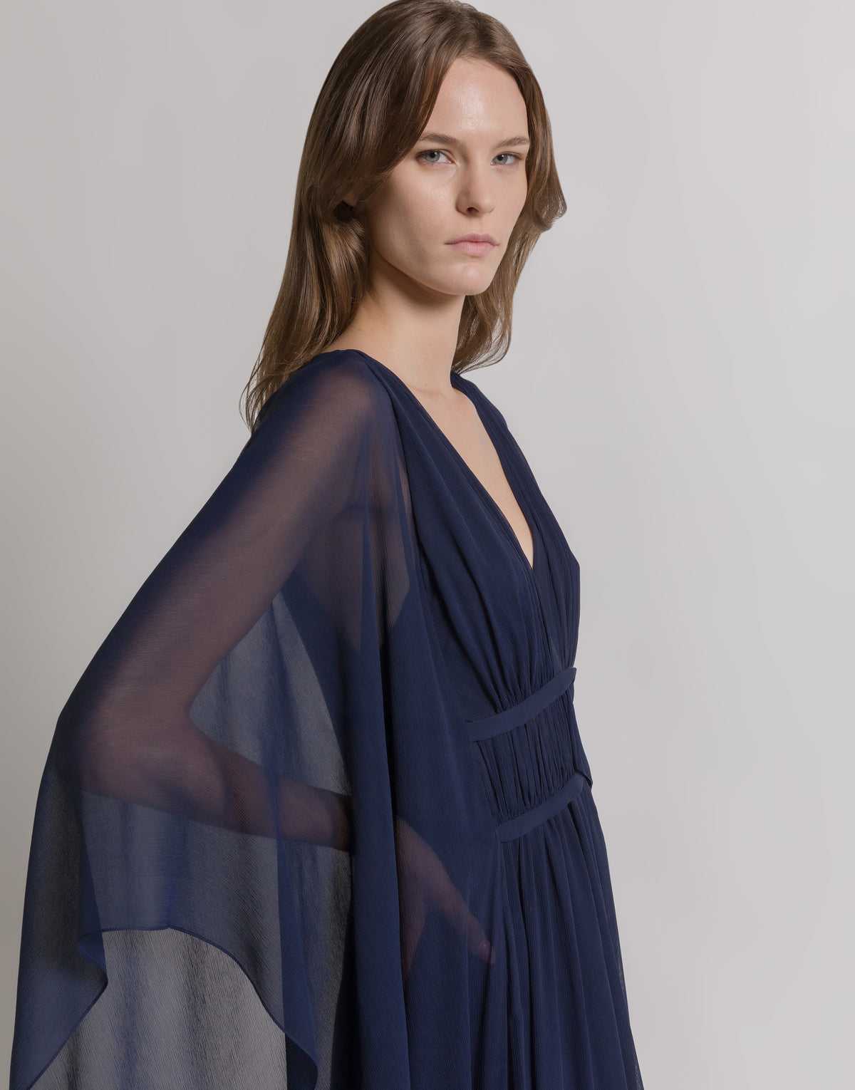Robe du soir en crêponne de soie - Blue