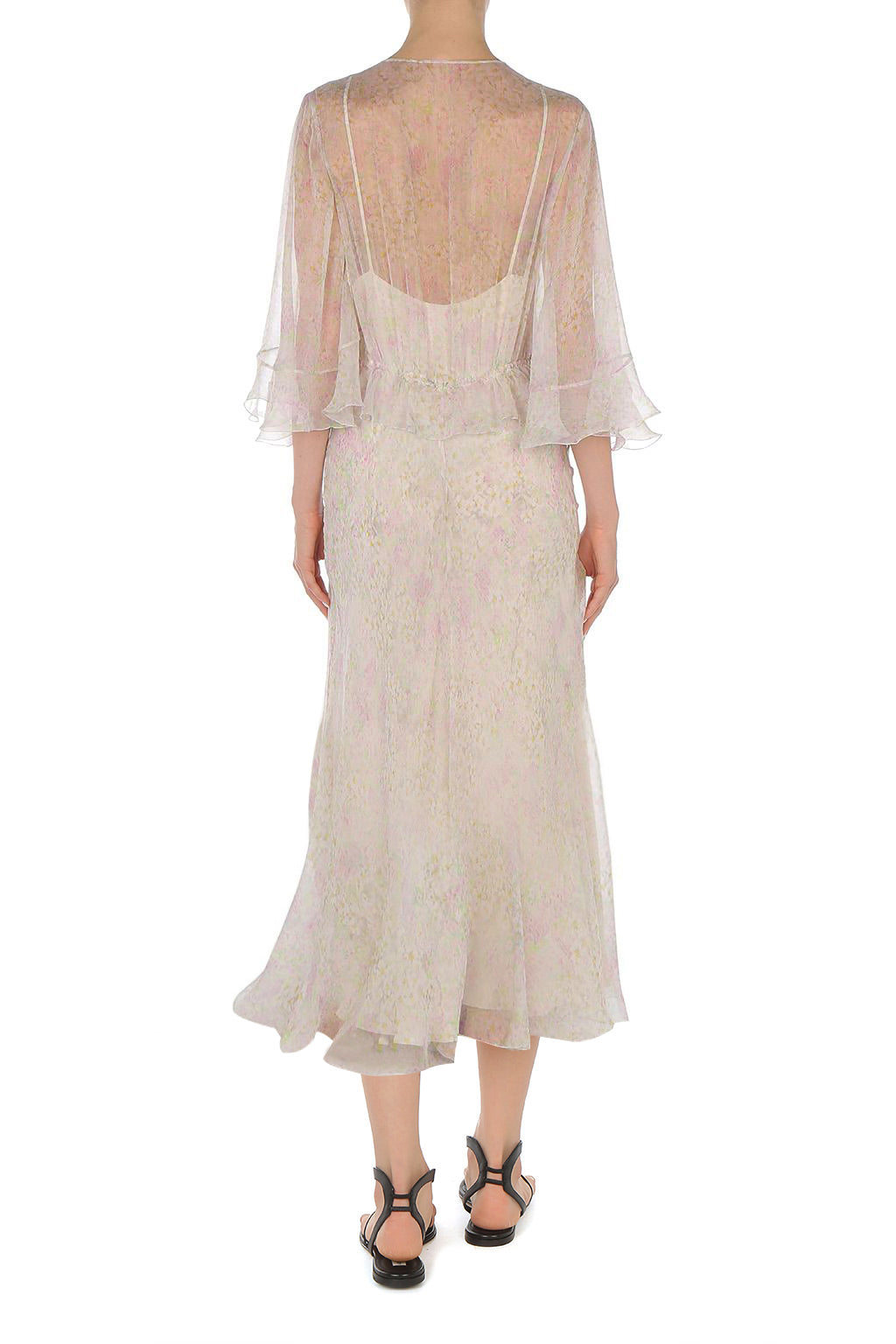 Robe Midi Transparente Imprimée - Pink