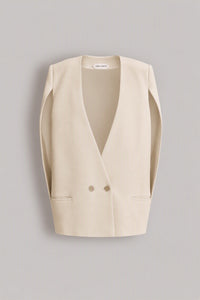 Veste en cady avec manches cape - Ivory