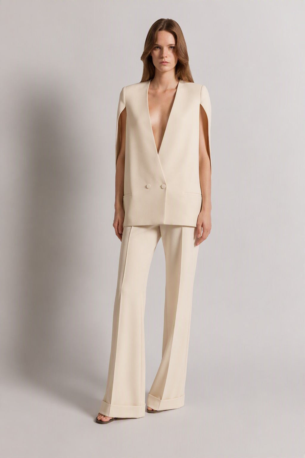 Veste en cady avec manches cape - Ivory
