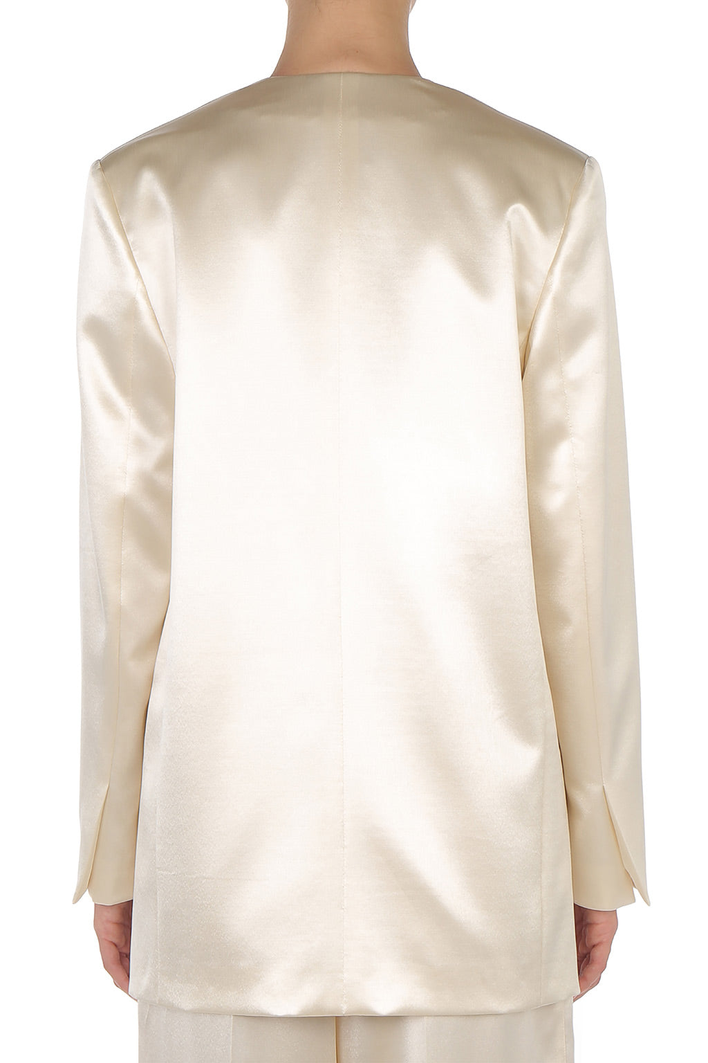 Veste à double boutonnage en satin brillant - White