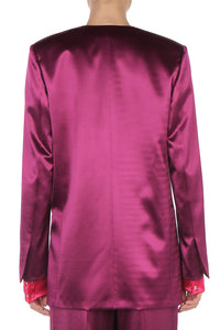 Veste à double boutonnage en satin brillant - Purple