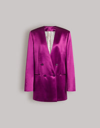 Veste à double boutonnage en satin brillant - Purple