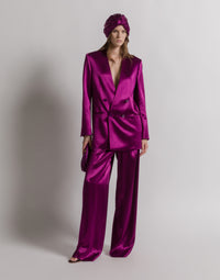 Veste à double boutonnage en satin brillant - Purple