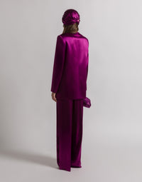 Veste à double boutonnage en satin brillant - Purple