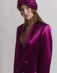 Veste à double boutonnage en satin brillant - Purple