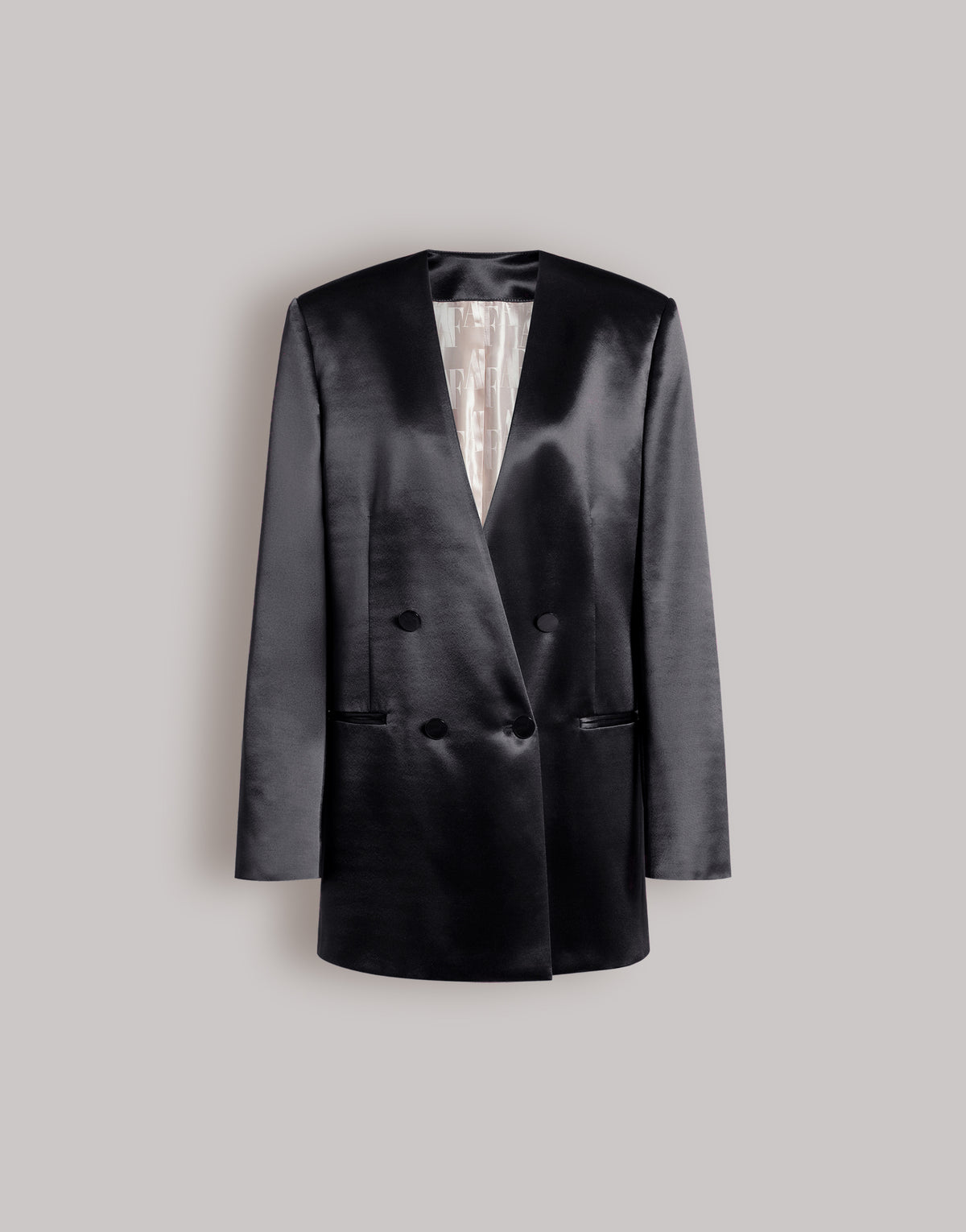 Veste à double boutonnage en satin brillant - Black