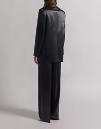 Veste à double boutonnage en satin brillant - Black