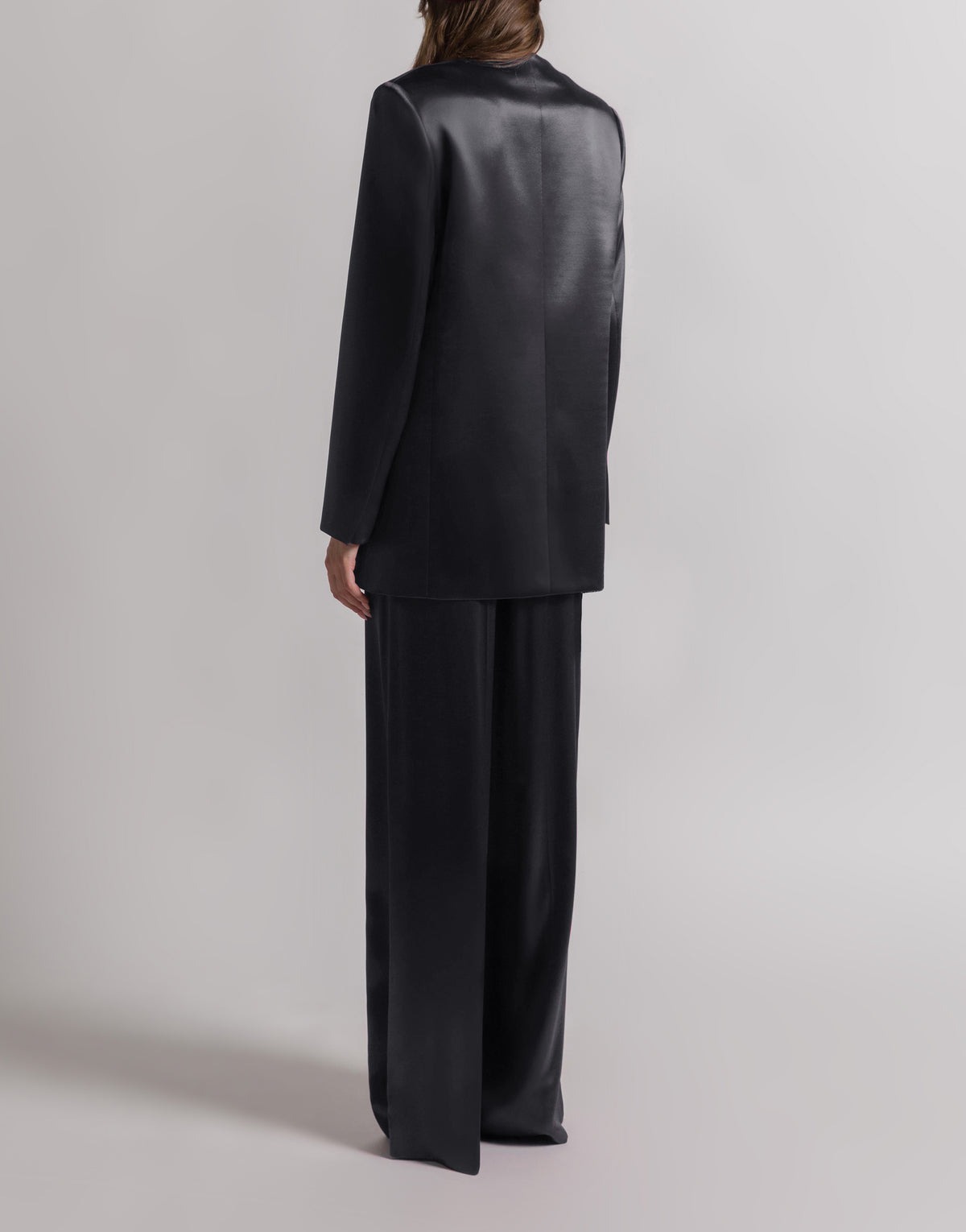 Veste à double boutonnage en satin brillant - Black