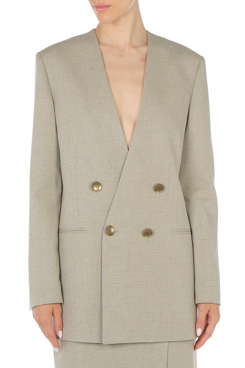 Veste en tweed à double boutonnage - Light beige