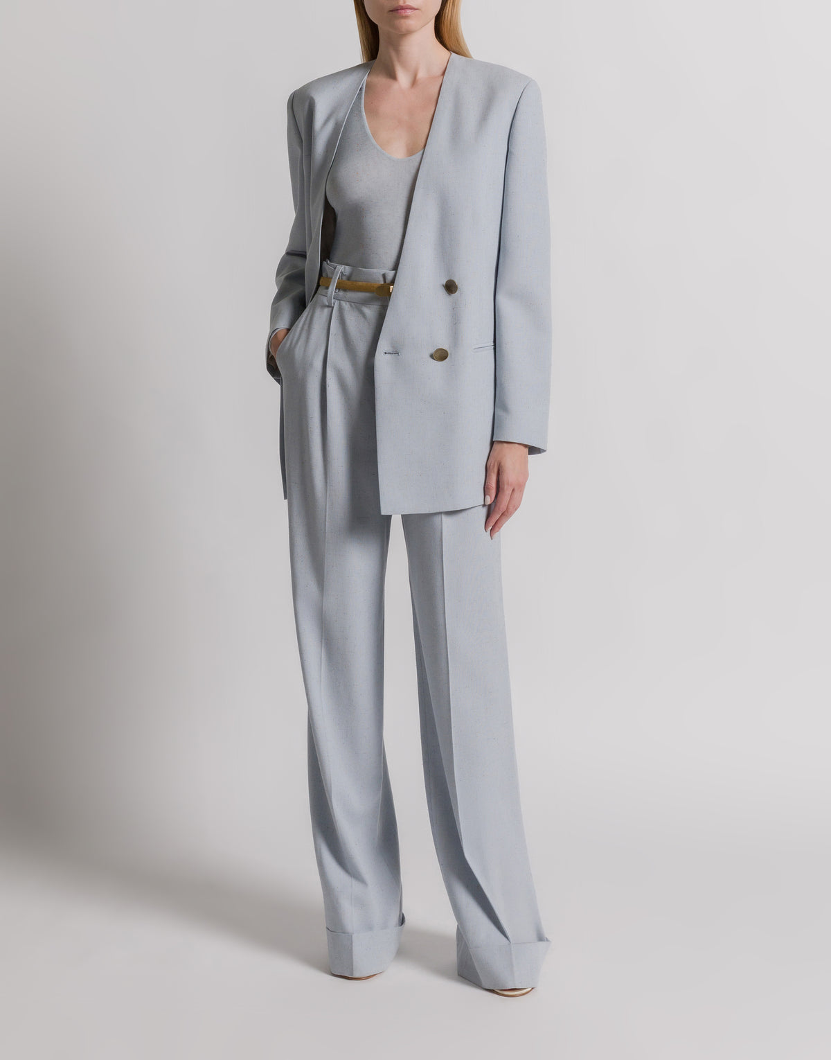 Veste en tweed à double boutonnage - Light blue