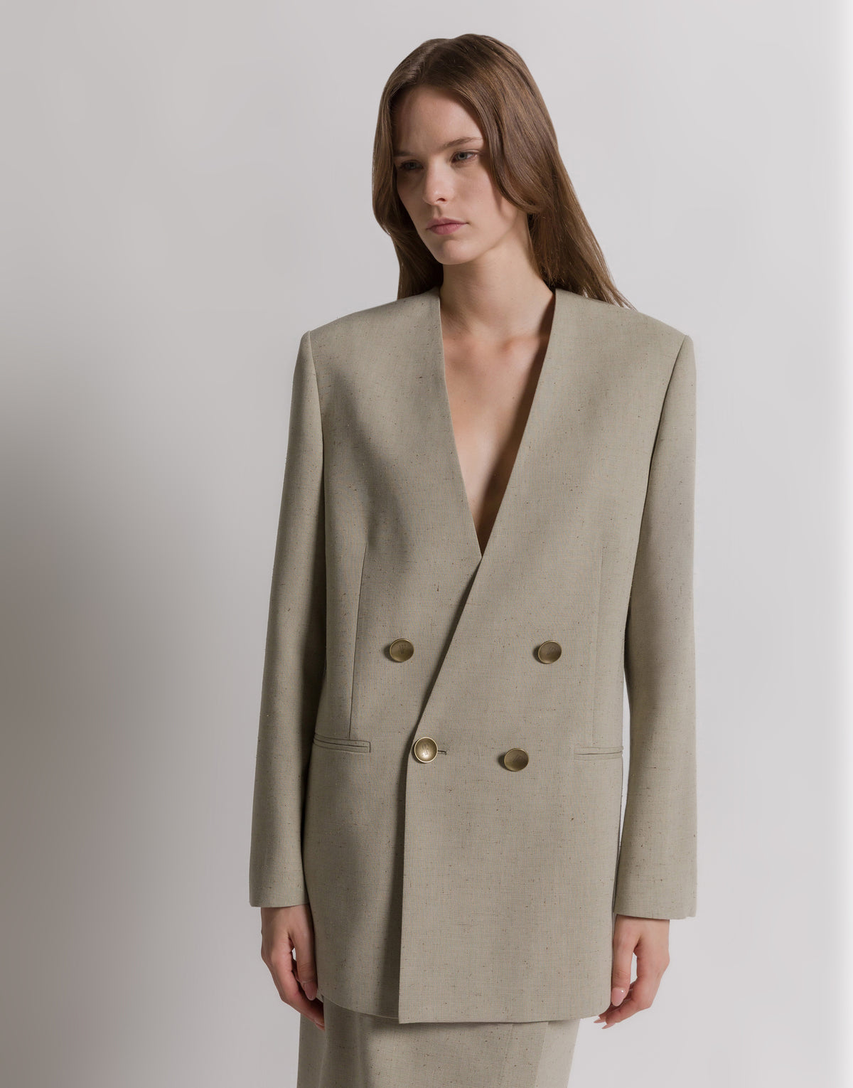 Veste en tweed à double boutonnage - Light beige