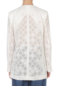 Blazer croisé en dentelle Sangallo - White