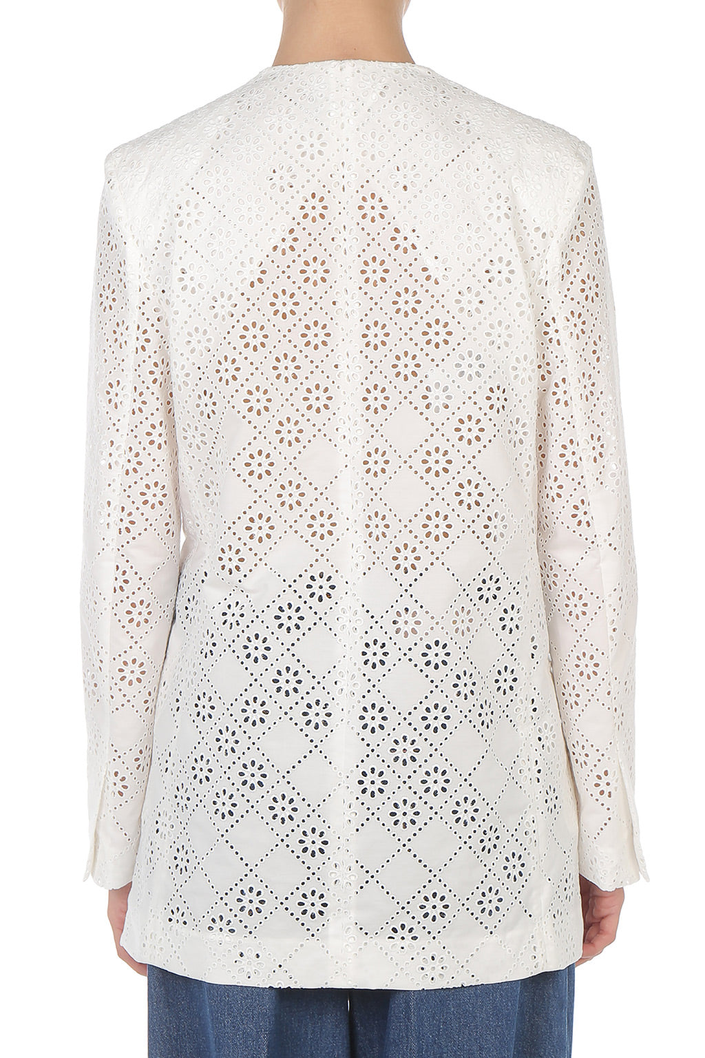 Blazer croisé en dentelle Sangallo - White