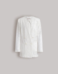 Blazer croisé en dentelle Sangallo - White
