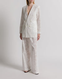 Blazer croisé en dentelle Sangallo - White