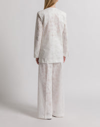 Blazer croisé en dentelle Sangallo - White