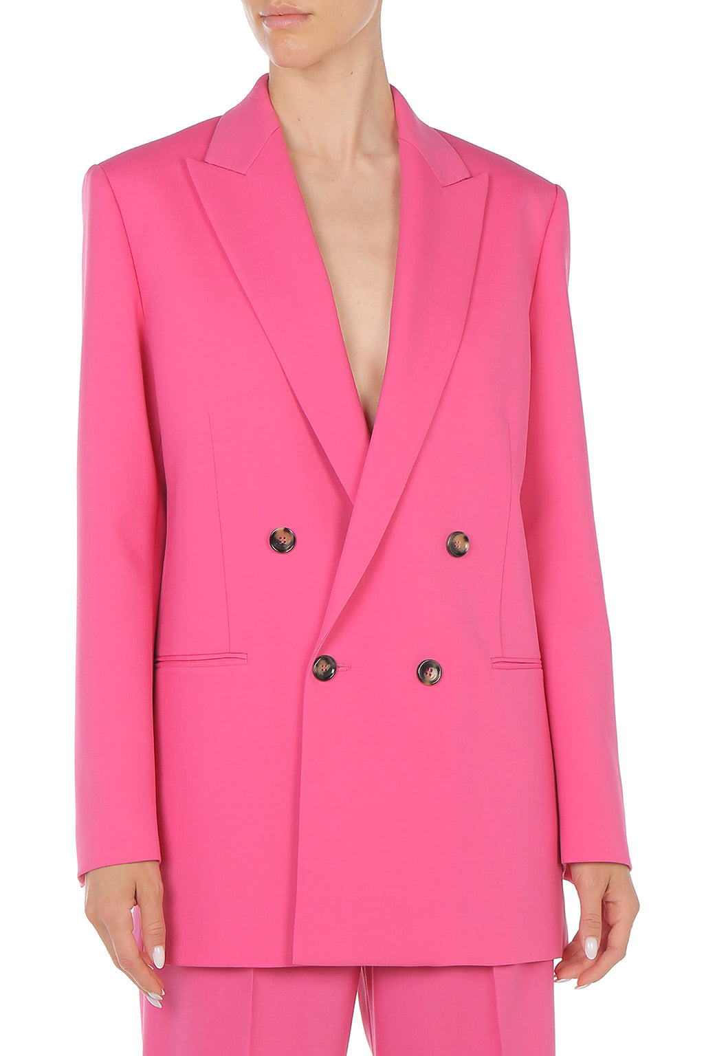 Blazer en laine tropicale à double boutonnage - Pink