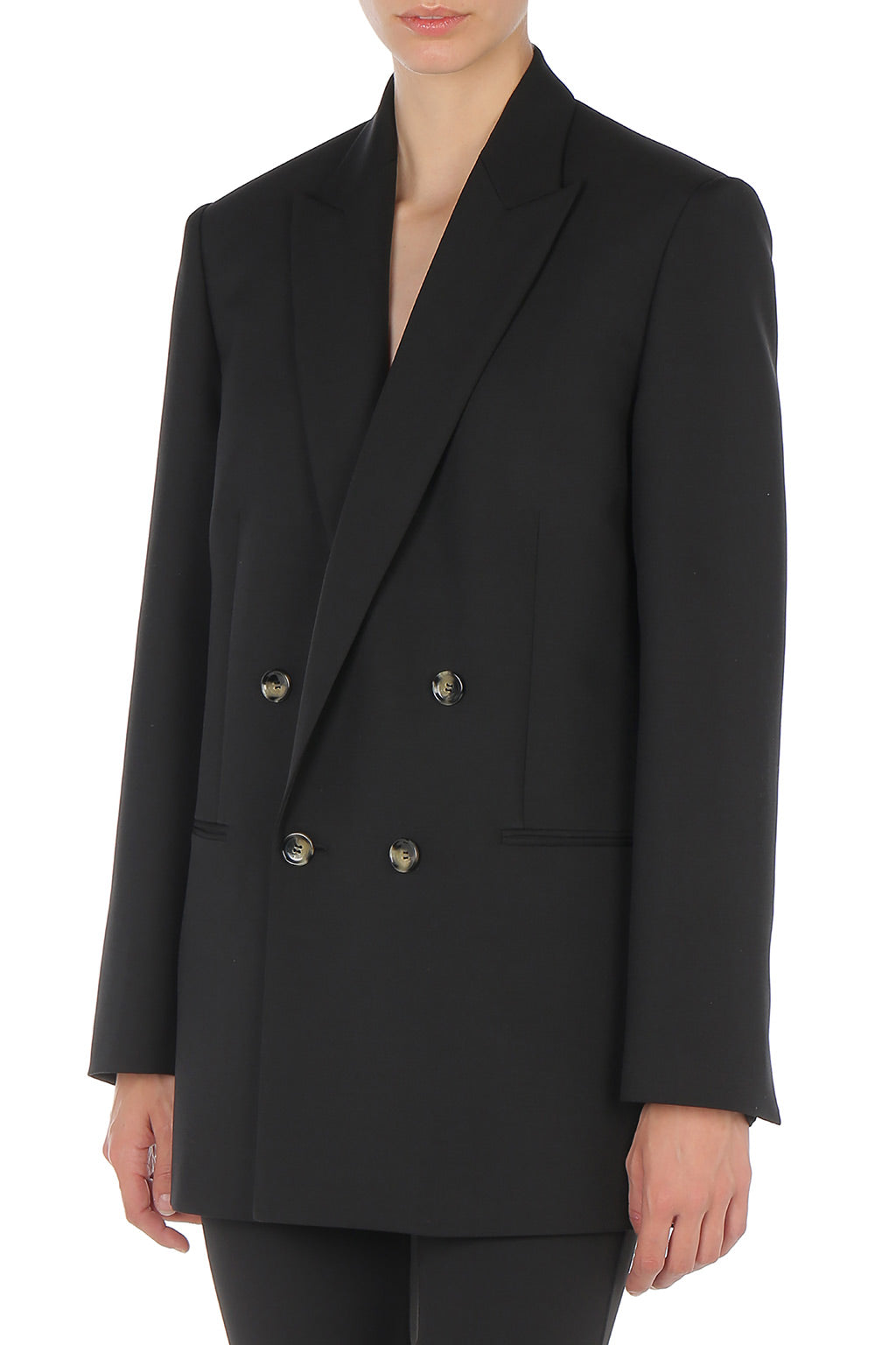 Blazer en laine tropicale à double boutonnage - Black