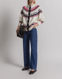 Cardigan Fair Isle pour l'après-ski - White
