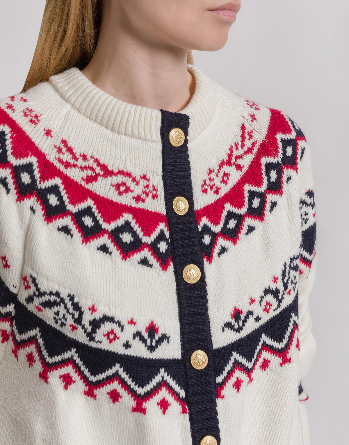 Cardigan Fair Isle pour l'après-ski - White