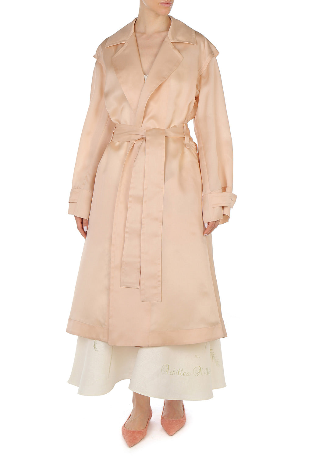 Trench en organza de soie triple  - Beige