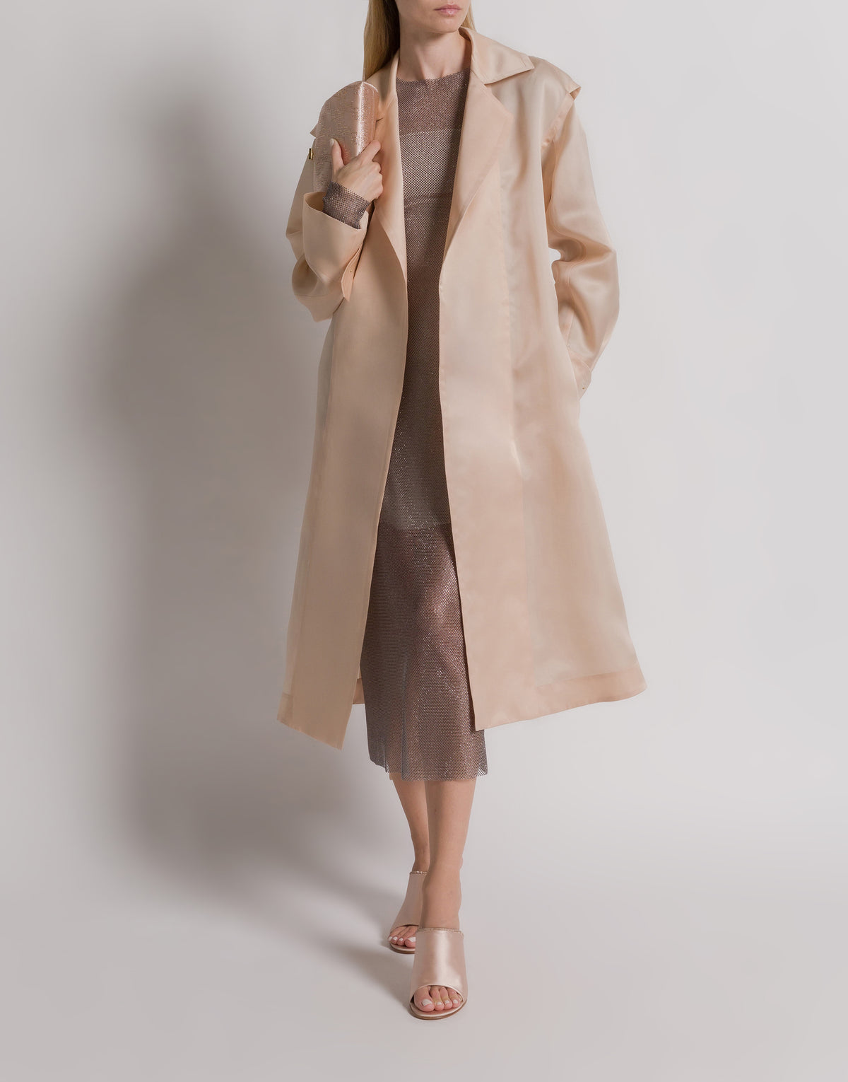 Trench en organza de soie triple  - Beige
