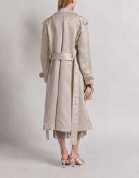 Trench en organza de soie triple  - Grey