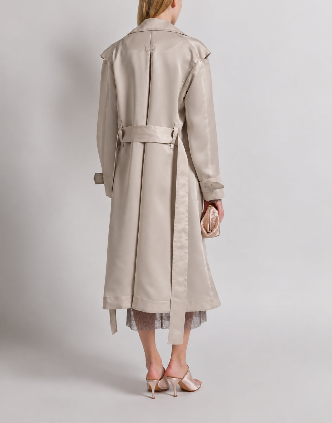 Trench en organza de soie triple  - Grey