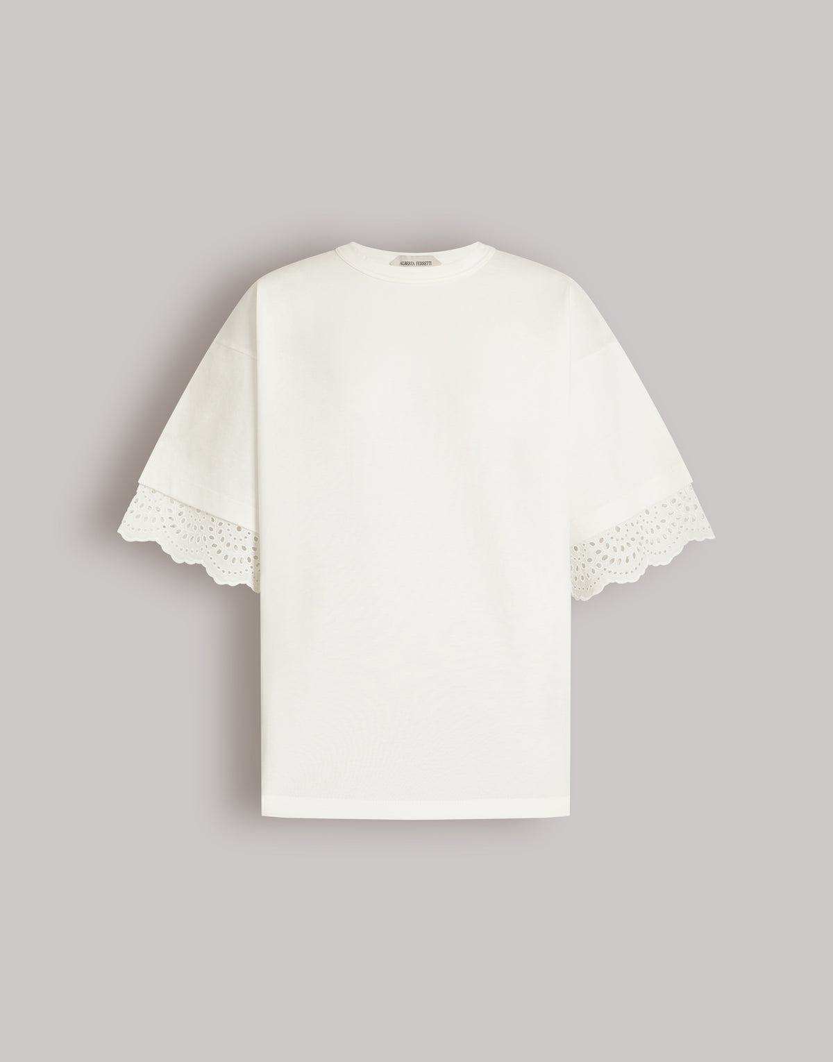 T-shirt à manches en dentelle San Gallo  - White