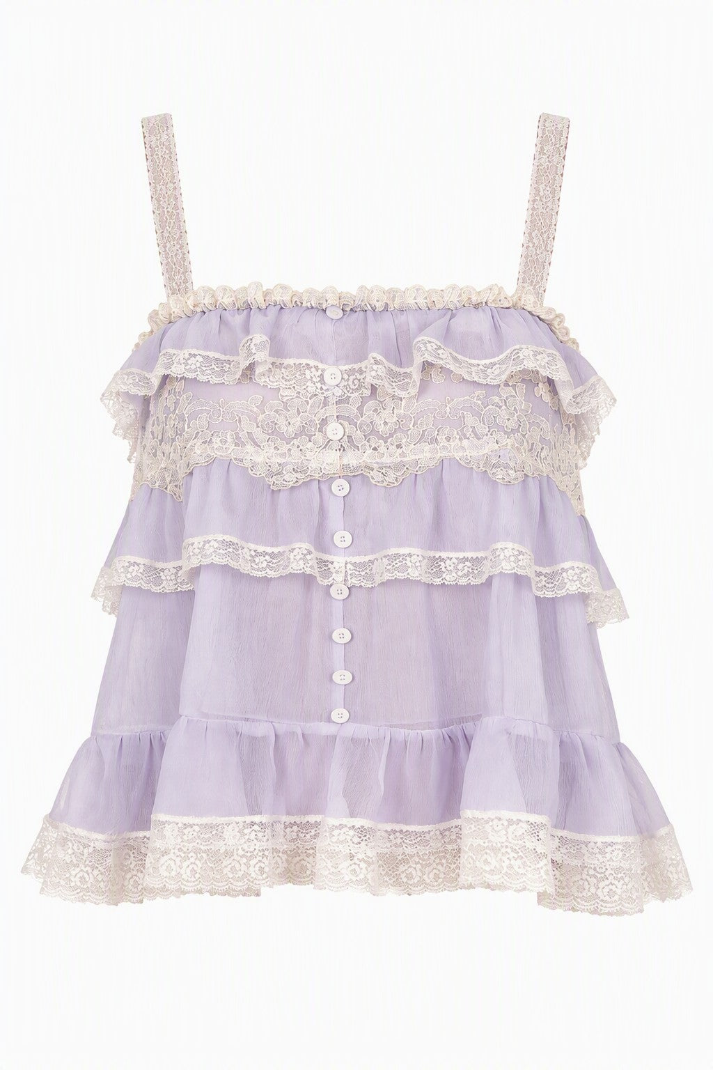 Top Caraco à Volants et Dentelle - Pink