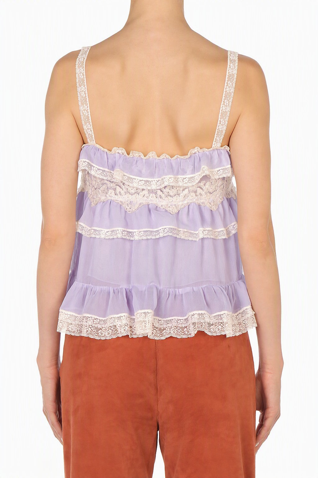 Top Caraco à Volants et Dentelle - Pink