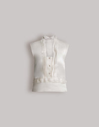 Chemisier à volants en organza de soie - Ivory