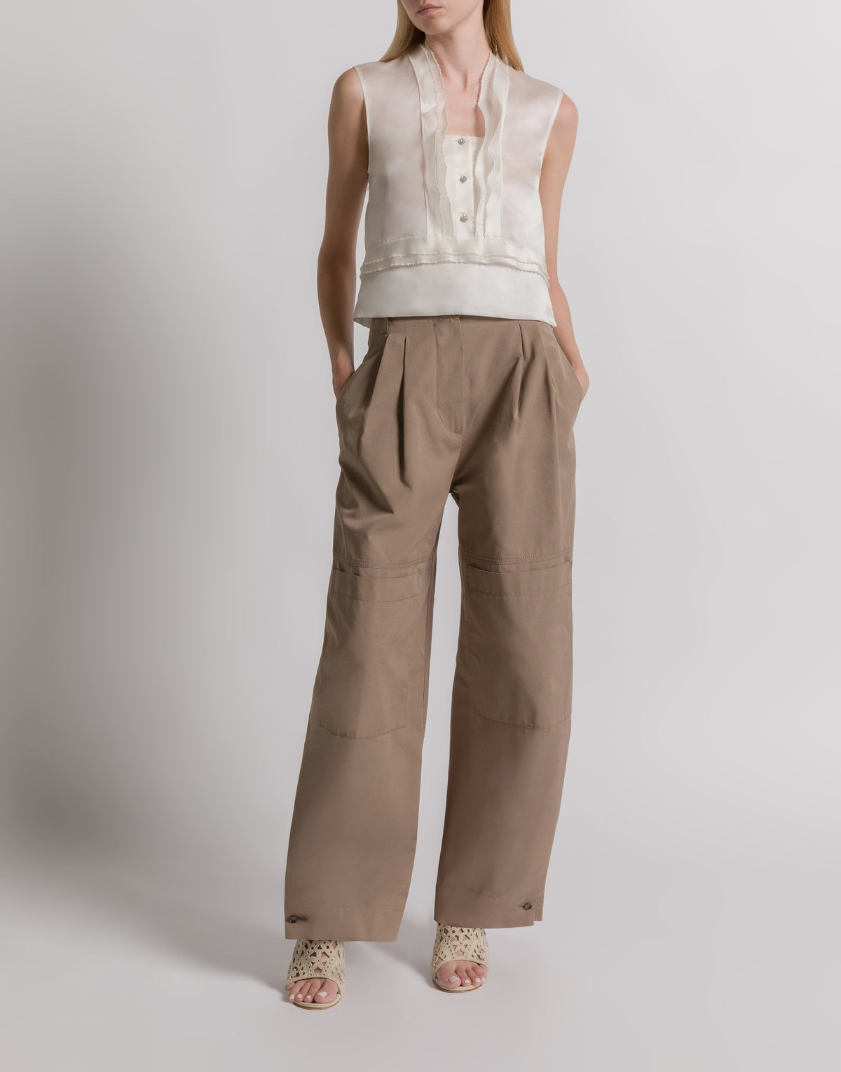 Chemisier à volants en organza de soie - Ivory