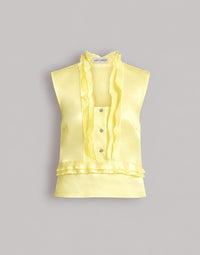 Chemisier à volants en organza de soie - Yellow