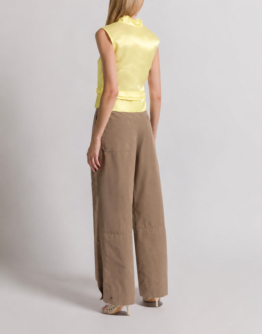 Chemisier à volants en organza de soie - Yellow
