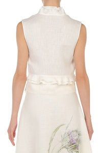 Blouse en lin à volants - Ivory
