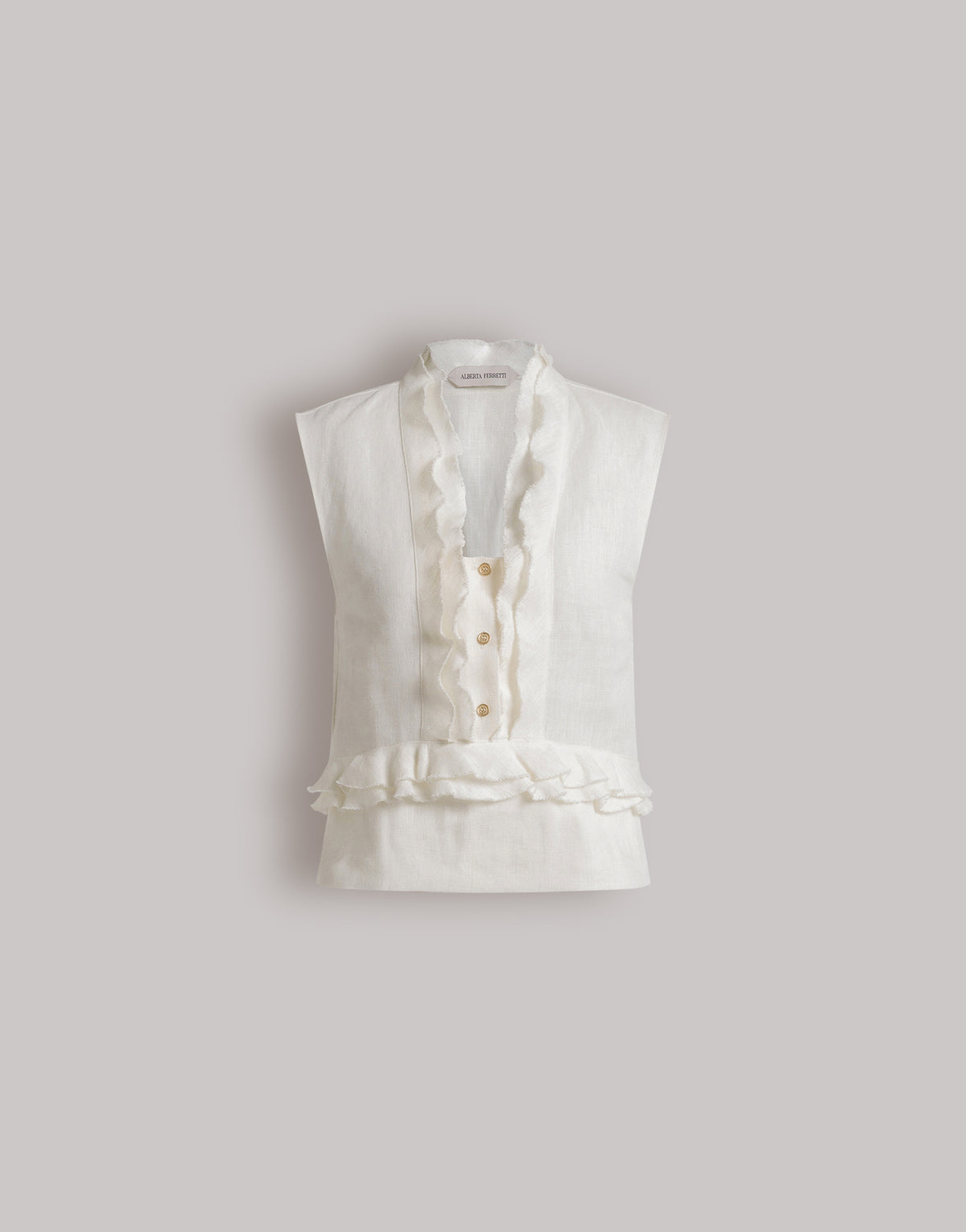 Blouse en lin à volants - Ivory
