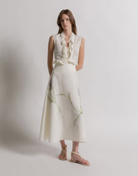 Blouse en lin à volants - Ivory