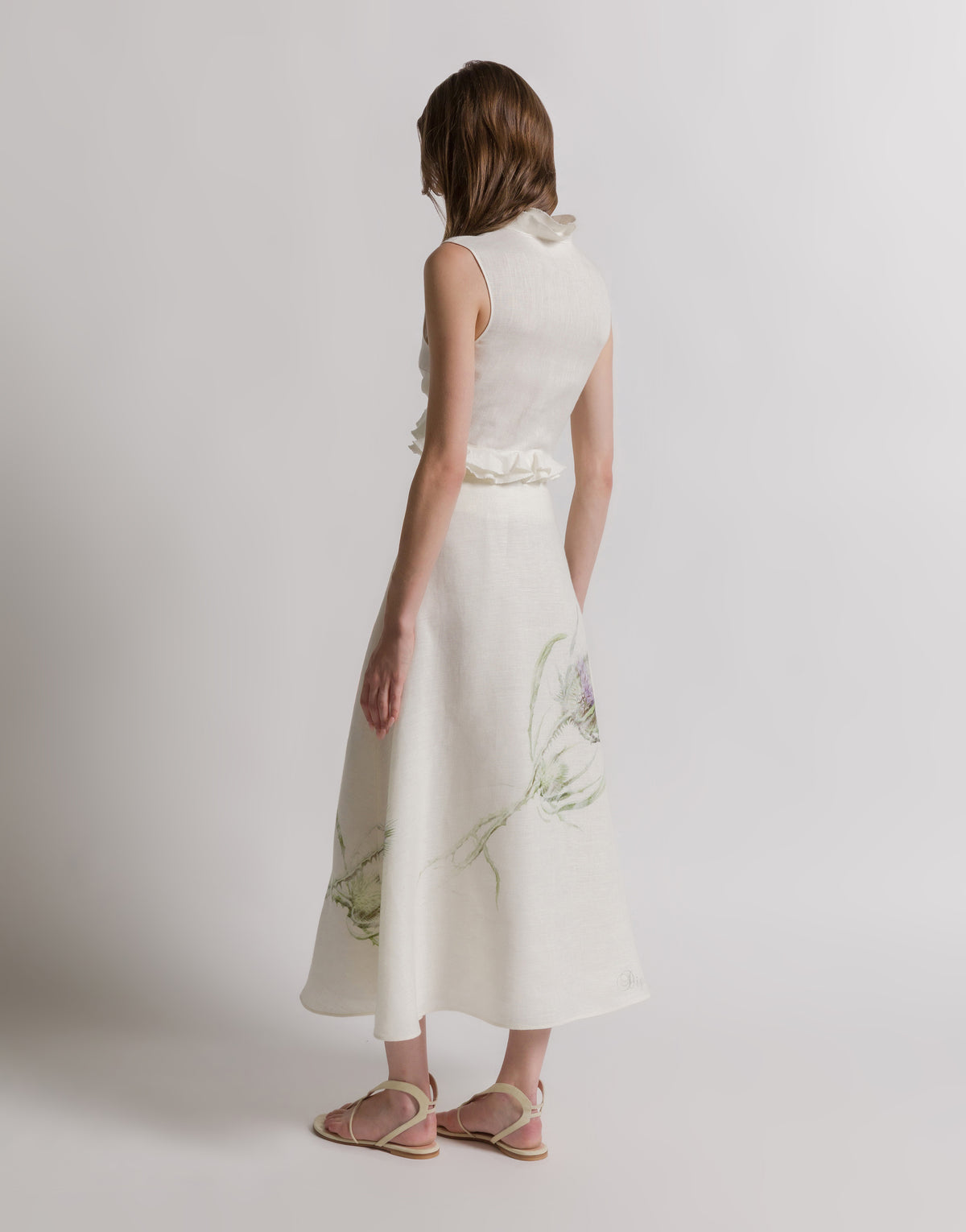 Blouse en lin à volants - Ivory