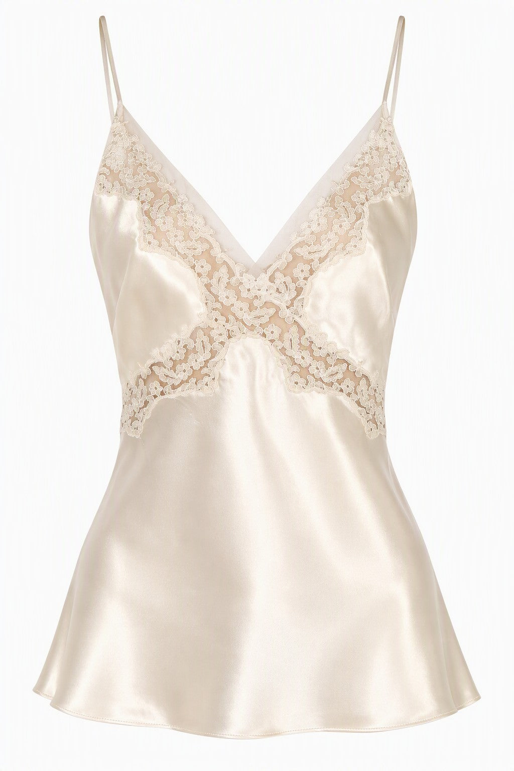 Top en satin avec dentelle - White