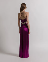 Top en satin avec dentelle - Purple