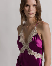 Top en satin avec dentelle - Purple