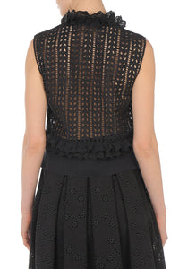 Top sans manches en dentelle Sangallo - Black