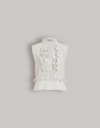 Top sans manches en dentelle Sangallo - White