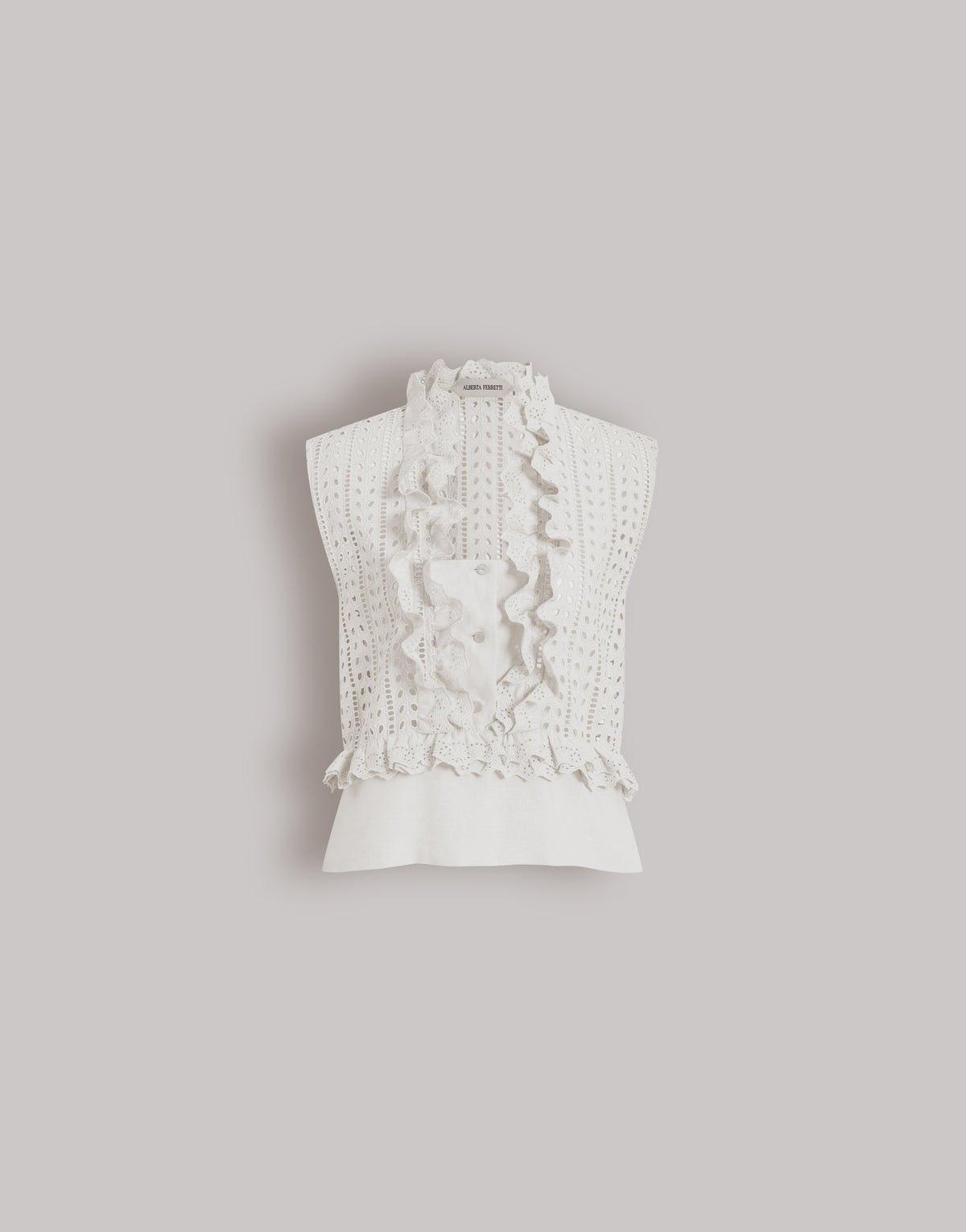 Top sans manches en dentelle Sangallo - White