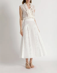 Top sans manches en dentelle Sangallo - White