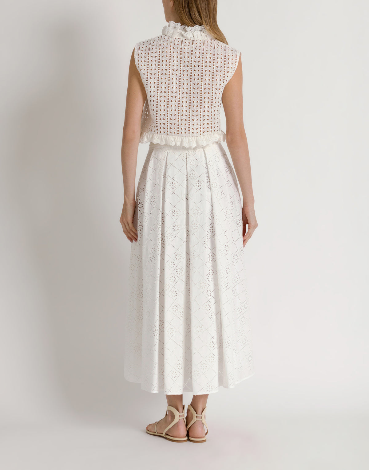Top sans manches en dentelle Sangallo - White